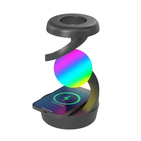 گوی معلق چرخشی با چراغ RGB و شارژر وایرلس